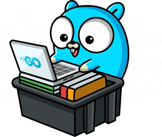 Gopher, mascote do Go, estudando no computador